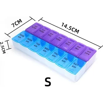 Dávkovač léků Týdenní lékárnička s dávkovačem léků na 14 dní | pilulkovník | cestovní box na léky - S