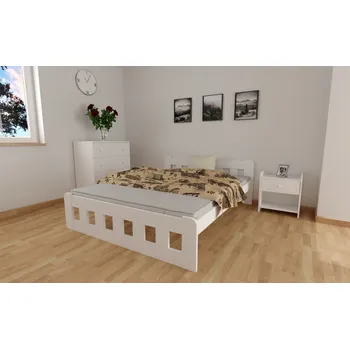 Postel Zvýšená postel z masivu Nika 140x200 cm bílá + rošt ZDARMA