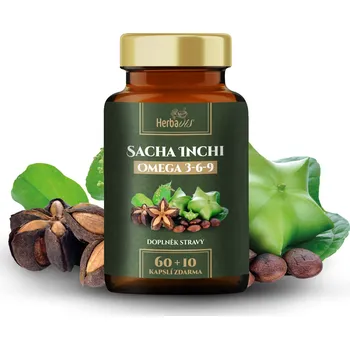 Přípravek na podporu paměti a spánku Herbavis Sacha Inchi - Omega 3-6-9: 60 + 10 cps.