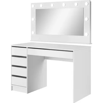 Toaletní stolek ArtLas Toaletní stolek ALEAH se zrcadlem | bílá/bílý lesk