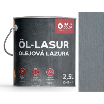 Lak na dřevo Hahn Color OLEJOVÁ LAZURA 2,5L OL-17 Platinově šedá - Platingrau + dárek k objednávce nad 1000Kč