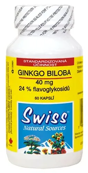 Přípravek na podporu paměti a spánku Swiss Herbal Ginkgo Biloba 40 mg 60 cps.
