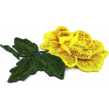 Flamenco Mystique Velká žlutá květinová výšivka, rozměry 9x7 cm