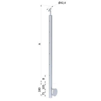 Zábradlí Nerezový sloup, boční kotvení, 6děrový, lanko,průchozí