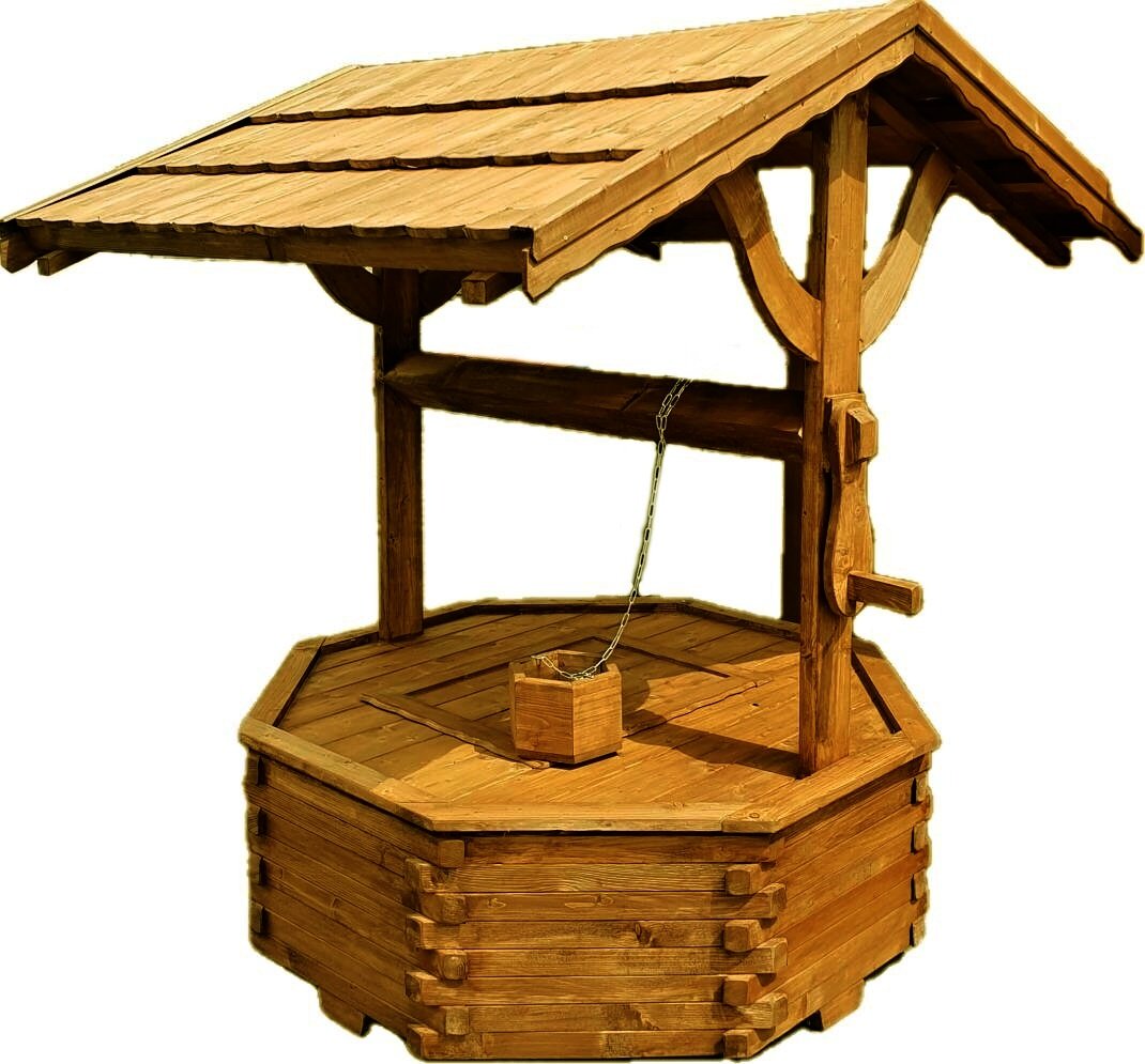 Botodre Zahradní dekorace – dřevěná studna 2 z masivu, průměr 110 cm vyberte barevné odstíny: dub