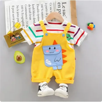 Dětský bavlněný letní set - tričko + lacláčové kraťásky Barva: Žlutá, Velikost: 3T/100