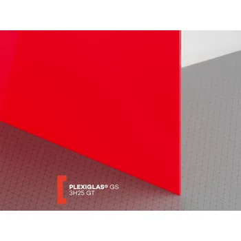 Plexisklo Röhm Červené plexisklo Plexiglas GS 3mm 3H25 (prop. 4%) 1010 x 2030 mm