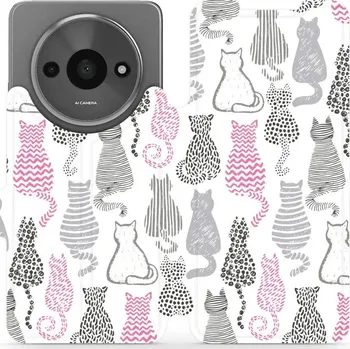 Pouzdro na mobilní telefon Flipové pouzdro Mobiwear - Xiaomi Redmi A3 - MX01S Kočičí zádíčka (Knížkové flip pouzdro, obal, kryt na mobil Xiaomi Redmi A3 - MX01S Kočičí zádíčka, materiál Umělá kůže + TPU - ochrana 360°, stojánek, silikonová vanička, magnetické zavírání)