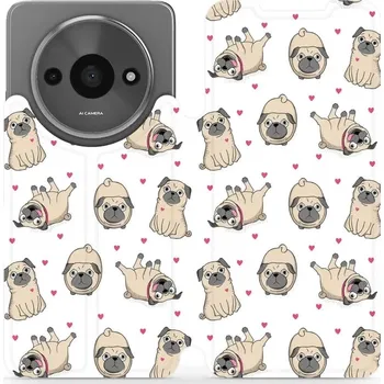 Pouzdro na mobilní telefon Flipové pouzdro Mobiwear - Xiaomi Redmi A3 - M097P Mopsíci (Knížkové flip pouzdro, obal, kryt na mobil Xiaomi Redmi A3 - M097P Mopsíci, materiál Umělá kůže + TPU - ochrana 360°, stojánek, silikonová vanička, magnetické zavírání)