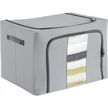 Flamenco Mystique Organizér na oblečení a ložní prádlo, šedý, polyester a bavlněná plachta, 39x40x49 cm