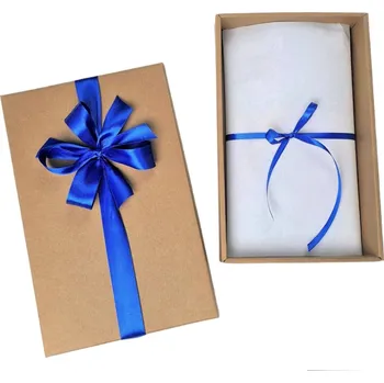 Dárková krabička Tina moda Dárkové balení - hnědá krabička & modrá atlasová stuha