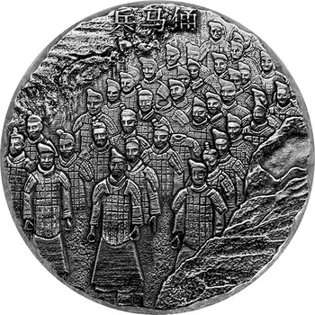 Stříbrná investiční mince 5 Oz Terakotová armáda 2020 Antique Standard