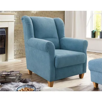 Křeslo Modré křeslo ušák FÜNEN v látce Paris hellblau