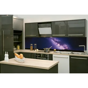 Tapeta DIMEX | Fototapeta do kuchyně Fialová mléčná dráha KI-260-235 | 260 x 60 cm | fialová, černá, modrá + Samolepicí fototapeta za kuchyňskou linku DIMEX Fialová mléčná dráha v šíři 260 cm