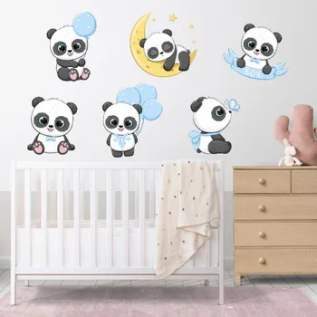 Samolepící dekorace Samolepka na zeď "Panda - kluk" Bílý vinyl