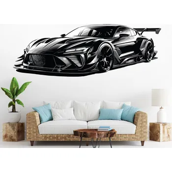 Samolepící dekorace Černý sporťák samolepka na zeď arch 47 x 17 cm