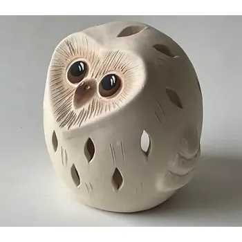 Svícen KERAMICKÝ SVÍCEN SOVA LATTÉ 14 cm (Keramická dekorace na svíčku se sovou, sovička)