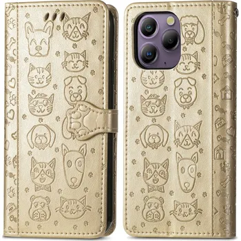 Pouzdro na tablet VSECHNONAMOBIL 75372 ART ANIMALS Peněženkový obal pro Blackview A96 zlatý