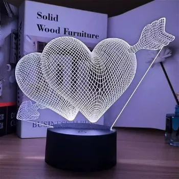 Noční světlo 3D LED světlo Heart Light, 00601