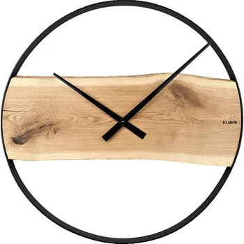 Hodiny KUBRi 1004A - Robustní hodiny z masivního dubu s kovovým rámem o průměru 70 cm