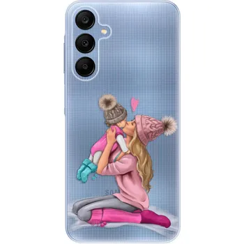 Pouzdro na mobilní telefon Odolné silikonové pouzdro iSaprio - Kissing Mom - Blond and Girl - Samsung Galaxy A25 5G