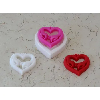 Silikonová forma - ozdoba svatební srdíčko 37 x 35 mm