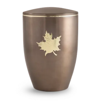 Smuteční dekorace Kovová urna Melina Caramel - List