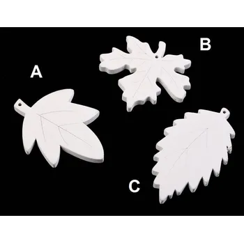 Dřevěná dekorace LIST bílý vzor C