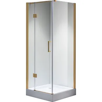 BPS-koupelny Čtvercový sprchový kout HYD-SK1390A 80x80 zlatá/transparent - bez vaničky