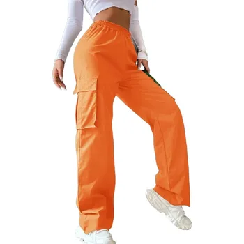 Dámské kalhoty Dámské cargo kalhoty s kapsami Barva: Oranžová, Velikost: S