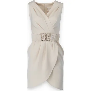 Dámské šaty Šaty elegantní Nina For You barva: béžová, velikost: 36