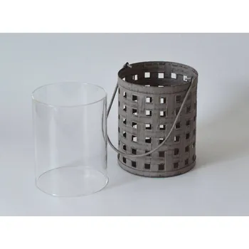 Svícen Plechová lucerna se sklem