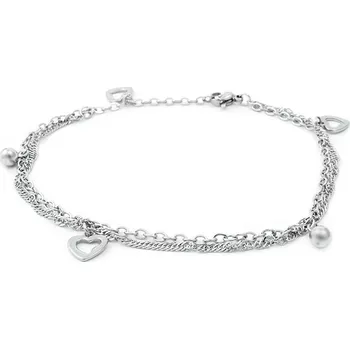 Náramek Dámský náramek dvojitý z chirurgické oceli srdce S113172045