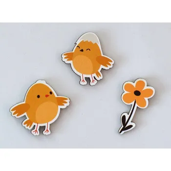 Velikonoční dekorace Dřevěné nalepovací dekorace - Velikonoční mix vzor A - KUŘE