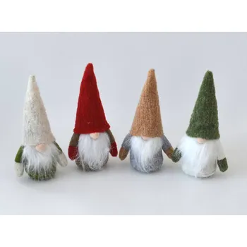 Vánoce Textilní dekorace - Vánoční skřítek s vousy 15 cm BÍLÝ