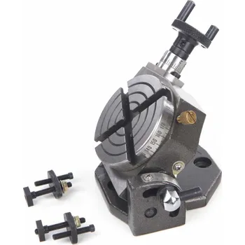 Příslušenství k frézce Horizontální a vertikální výklopný otočný stůl, 4 T-drážky, 100 mm se sadou upínek (TrueTech)