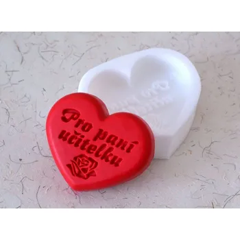 Silikonová forma - srdíčko PRO PANÍ UČITELKU © 80 x 68 x 15 mm