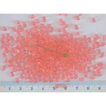 Dětské navlékací korálky TWIN dvoudírkové perličky transparentní RŮŽOVÉ - B