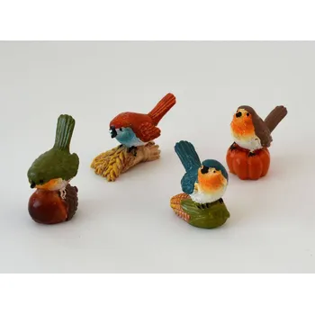 Dekorační mini figurka - Podzimní ptáček vzor A