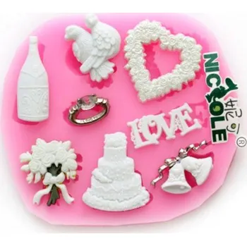 Silikonová forma - ozdoby Svatba 8 ks