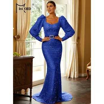 Dámské šaty Pouzdrové šaty typu mořská panna s vlečkou Barva: Modrá, Velikost: L