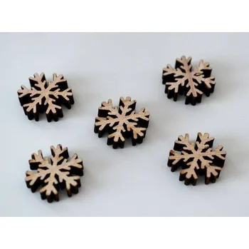 Dřevěná dekorace - Vločka 3 cm - HNĚDÁ