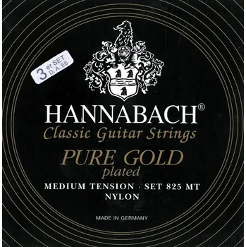 Struna pro kytaru a smyčcový nástroj Hannabach Struny pro Klasickou kytaru Serie 825 Medium tension Speciální pozlacení3x Bass medium 8258MT 92205