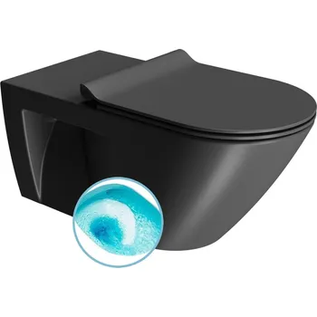 COMMUNITY závěsná WC mísa, Swirlflush, 36x70cm, černá dual-mat