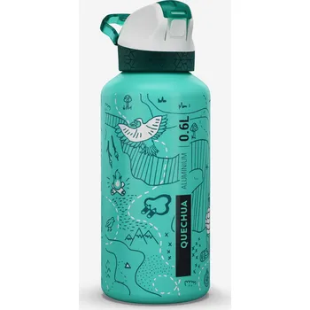 Láhev QUECHUA Dětská turistická hliníková láhev s pítkem a okamžitým otevíráním 500 0,6 l ZELENÁ
