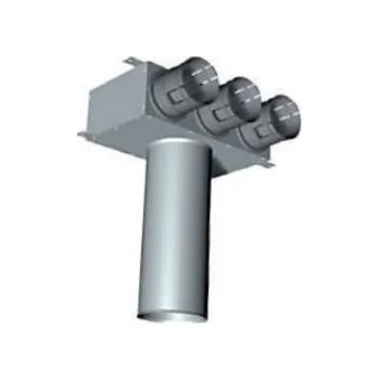 Kanalizační potrubí Ostatní Stropní/stěnový box DN125, 3 vyústky DN75, průchozí, pro talířový ventil, pozinkovaná ocel/PP