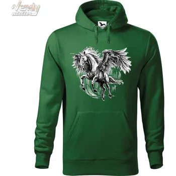 Dámská mikina Mikina - Jednorožec Barva: Lahvově zelená (06), Velikost: XXL, Střih: Pánské