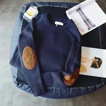 Pánský svetr Pánský teplý svetr patchwork Barva: Tmavě Modrá, Velikost: S