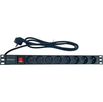 Rozvaděč Rozvodný panel Conexpro 19" 8x230V, 16A, černý, kabel 1,4m, hliníkový PDU-8FR-BK