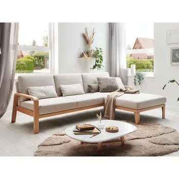 Sedací souprava Rohová sedací souprava s dřevěnými područkami KOLDING Pravý roh